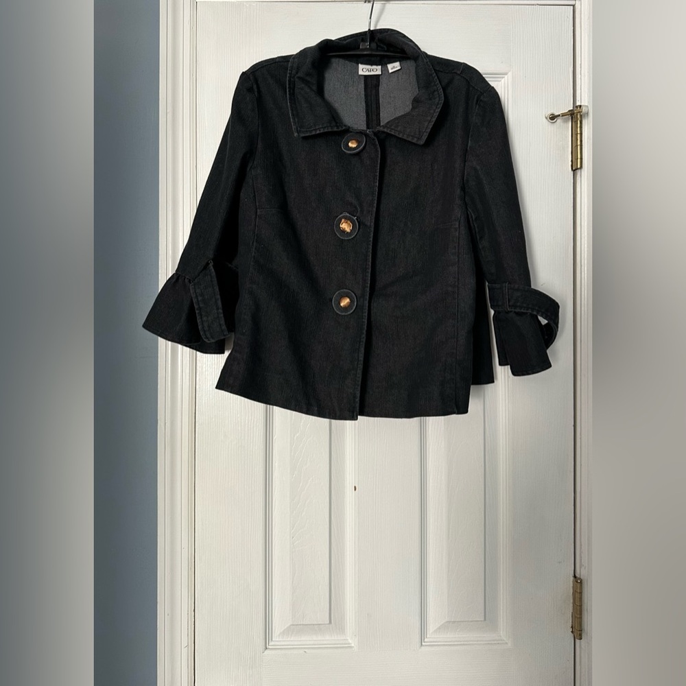 Cato denim short sleeve jacket is a size medium.